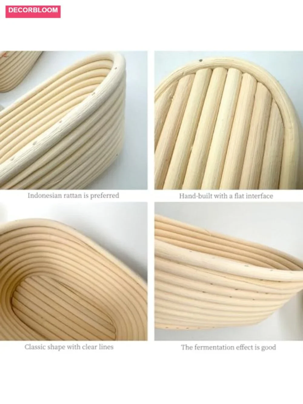 Bread Proofing Basket Set - 2 Oval Banneton Baskets with Linen Liners for
